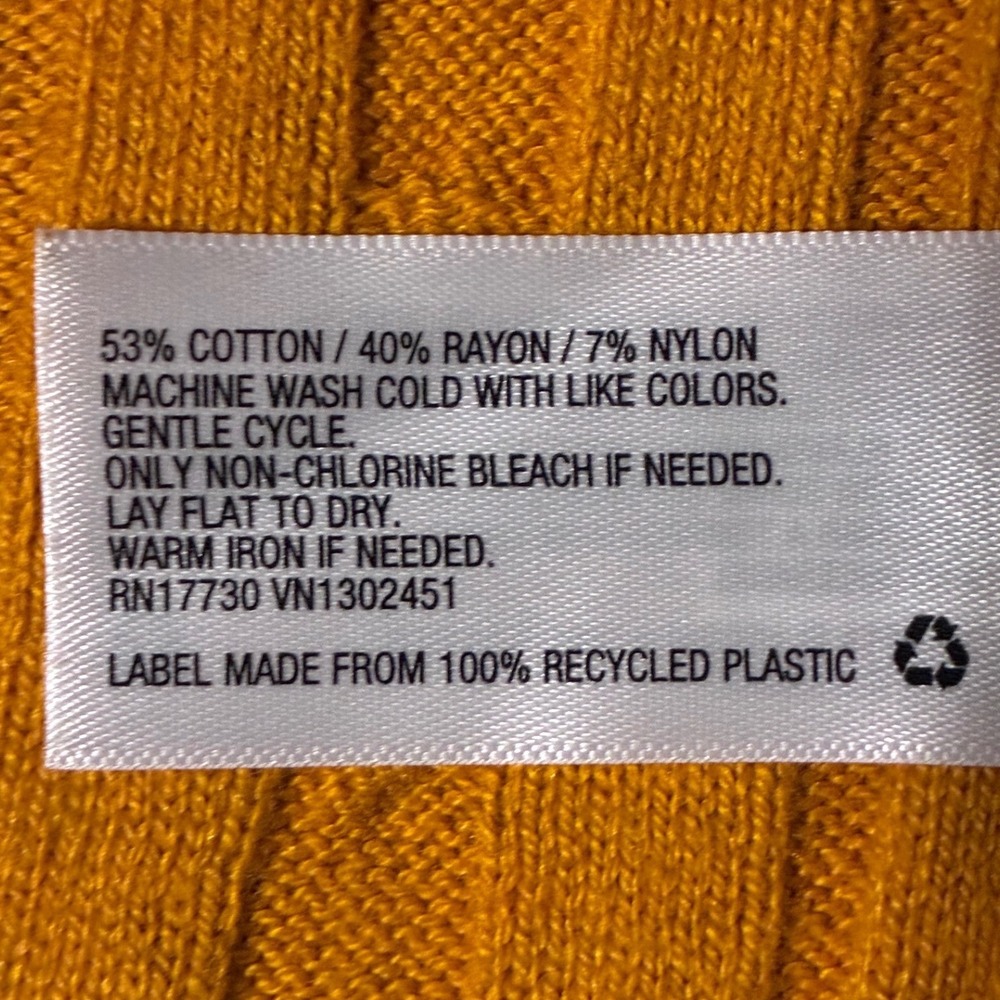 a new day Mustard Cable Knit Sweater Women's Large Cotton Blend Cozy Fall - Picture 7 of 7